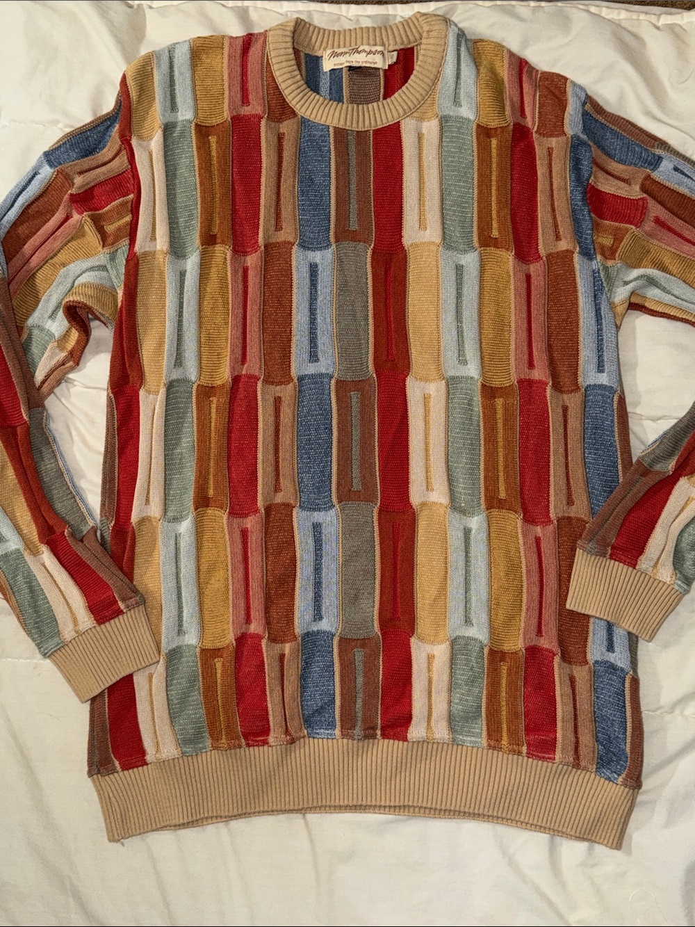 Norm Thompson Escape From The Ordinary Textured Colorblock Knit Sweater Men's L